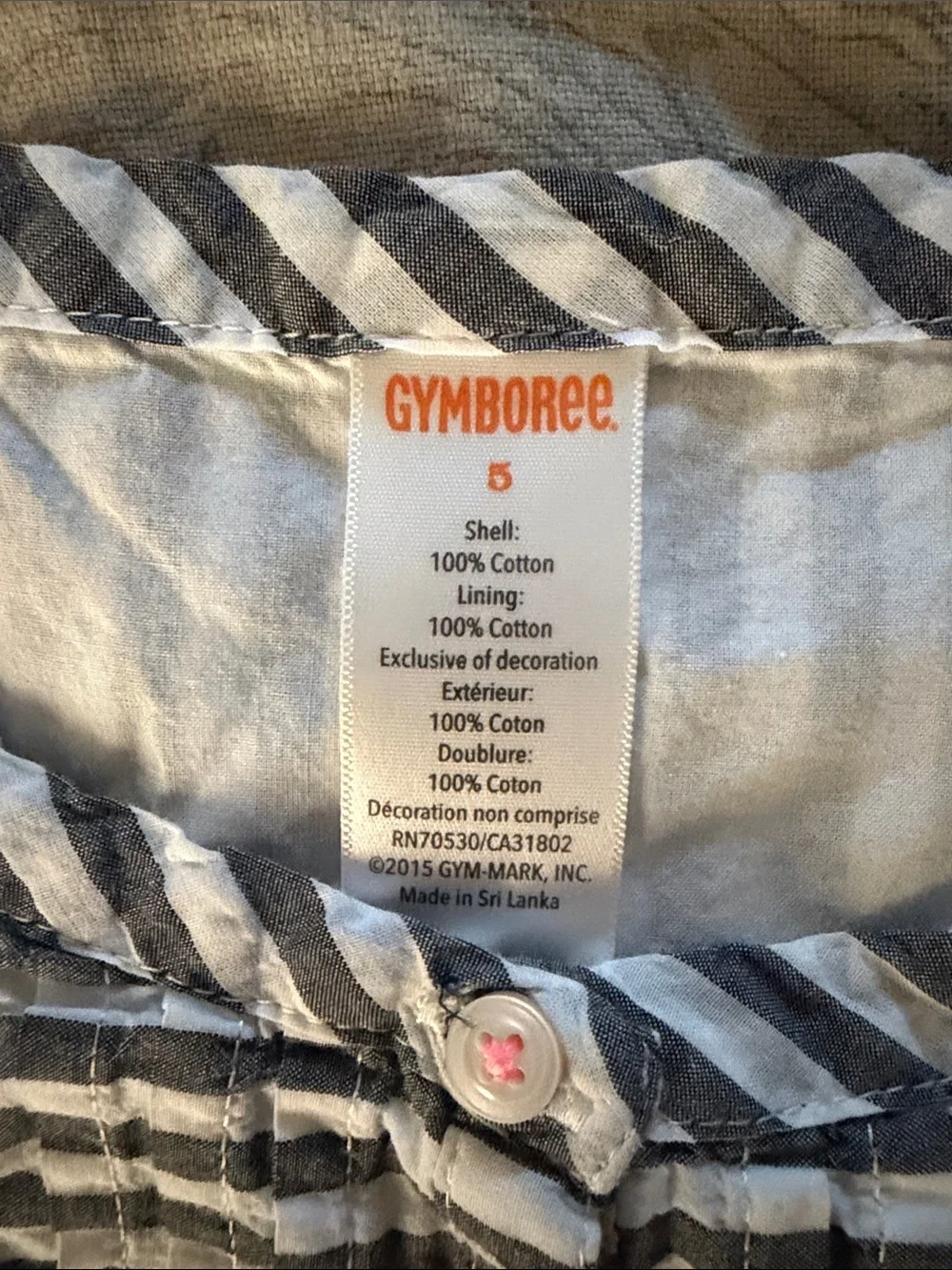 Gymboree Gray and White Striped Cotton Dress with Pink Trim